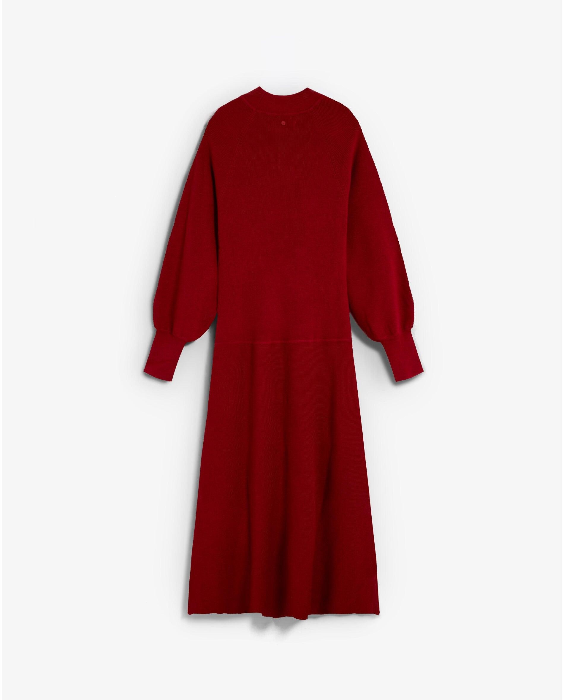 Imagen 3 de Vestido de punto con cintura ceñida y mangas abullonadas - Scalpers - Rojo Rojo