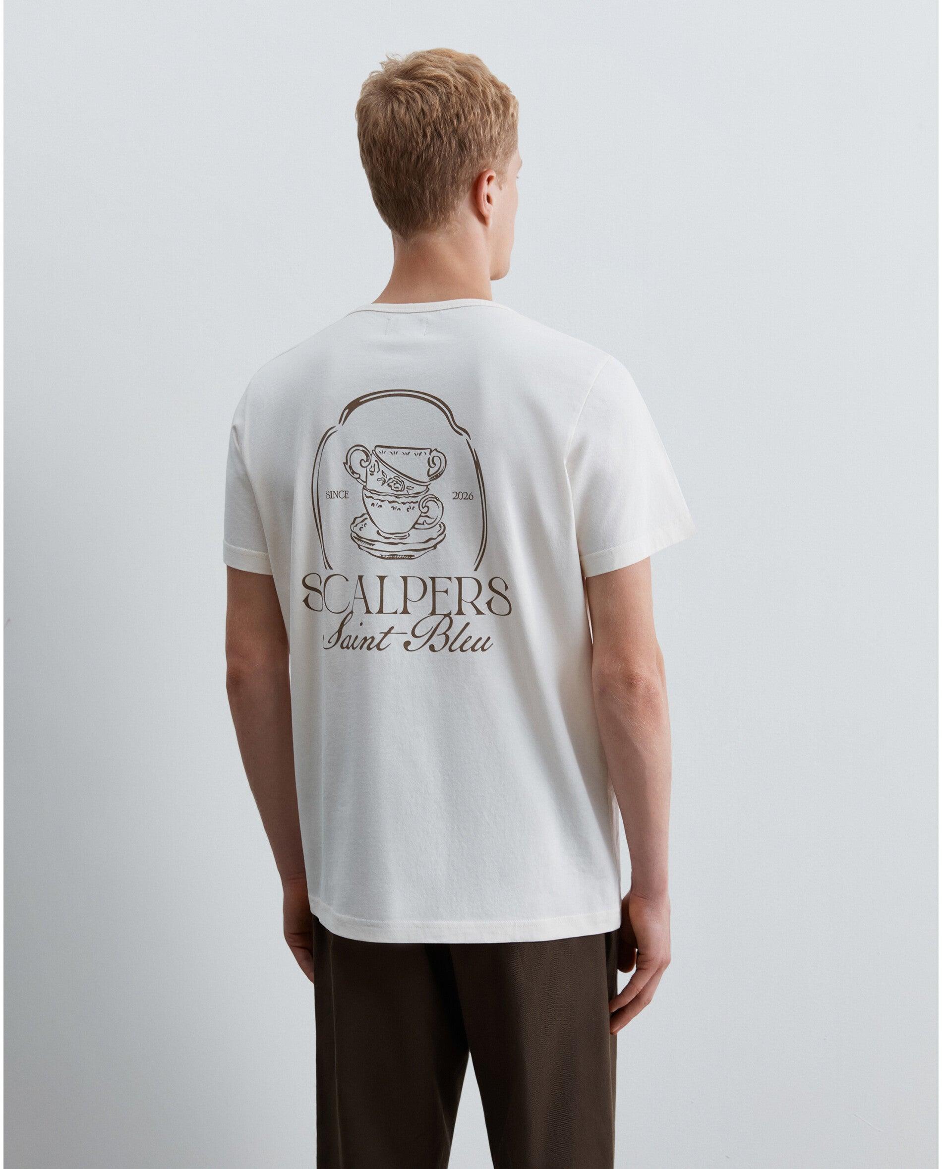 Imagen 3 de Camiseta de manga corta de hombre con estampado trasero - Scalpers - Crema Crema