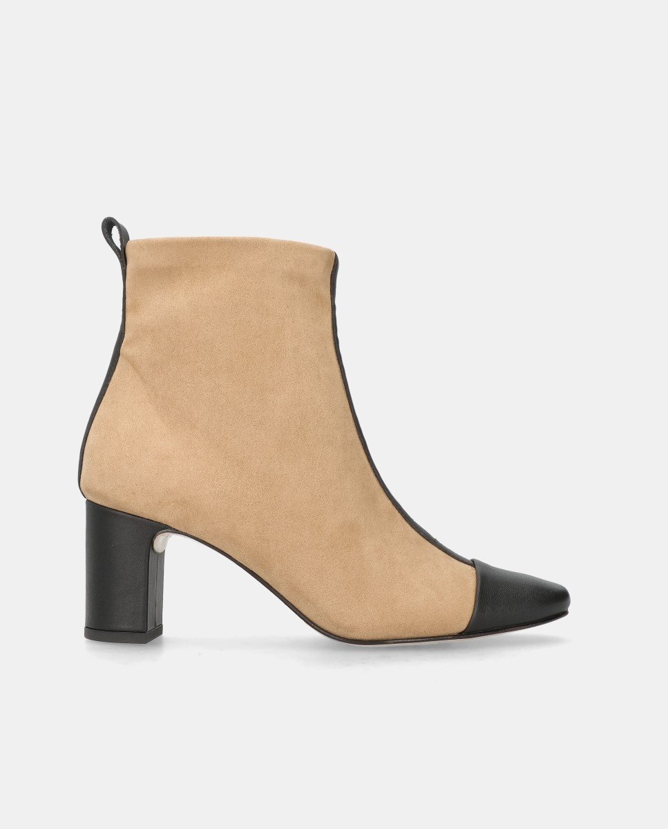 Botines jolie de mujer en tela efecto ante - Mascaró - Beige Beige-1