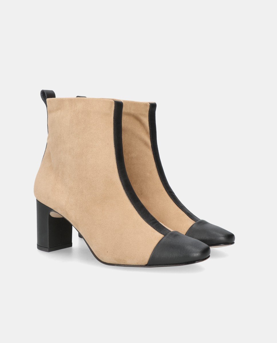 Botines jolie de mujer en tela efecto ante - Mascaró - Beige Beige-3