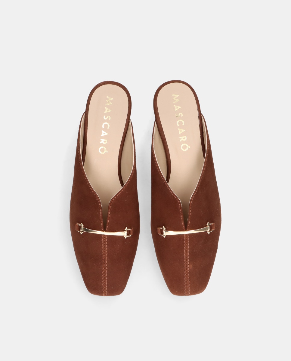 Mules camille de mujer en ante suave - Mascaró - Marrón Marrón-3