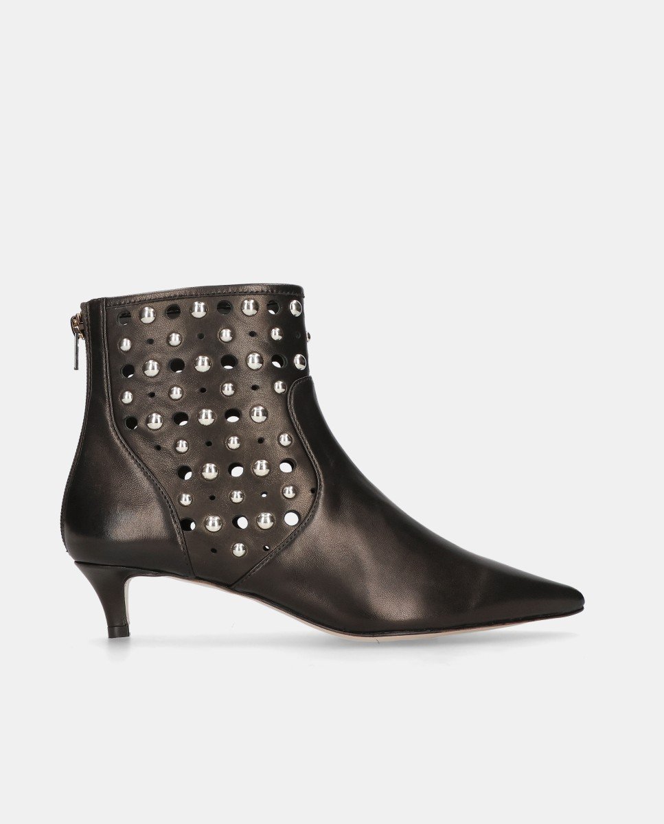 Botines marine de mujer en piel con tachuelas - Mascaró - Negro Negro-1