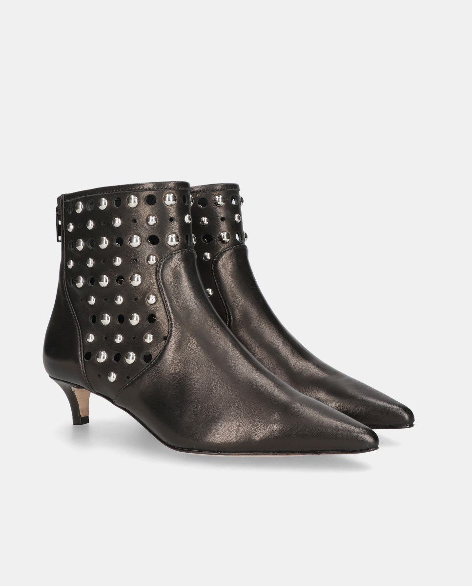 Botines marine de mujer en piel con tachuelas - Mascaró - Negro Negro-3