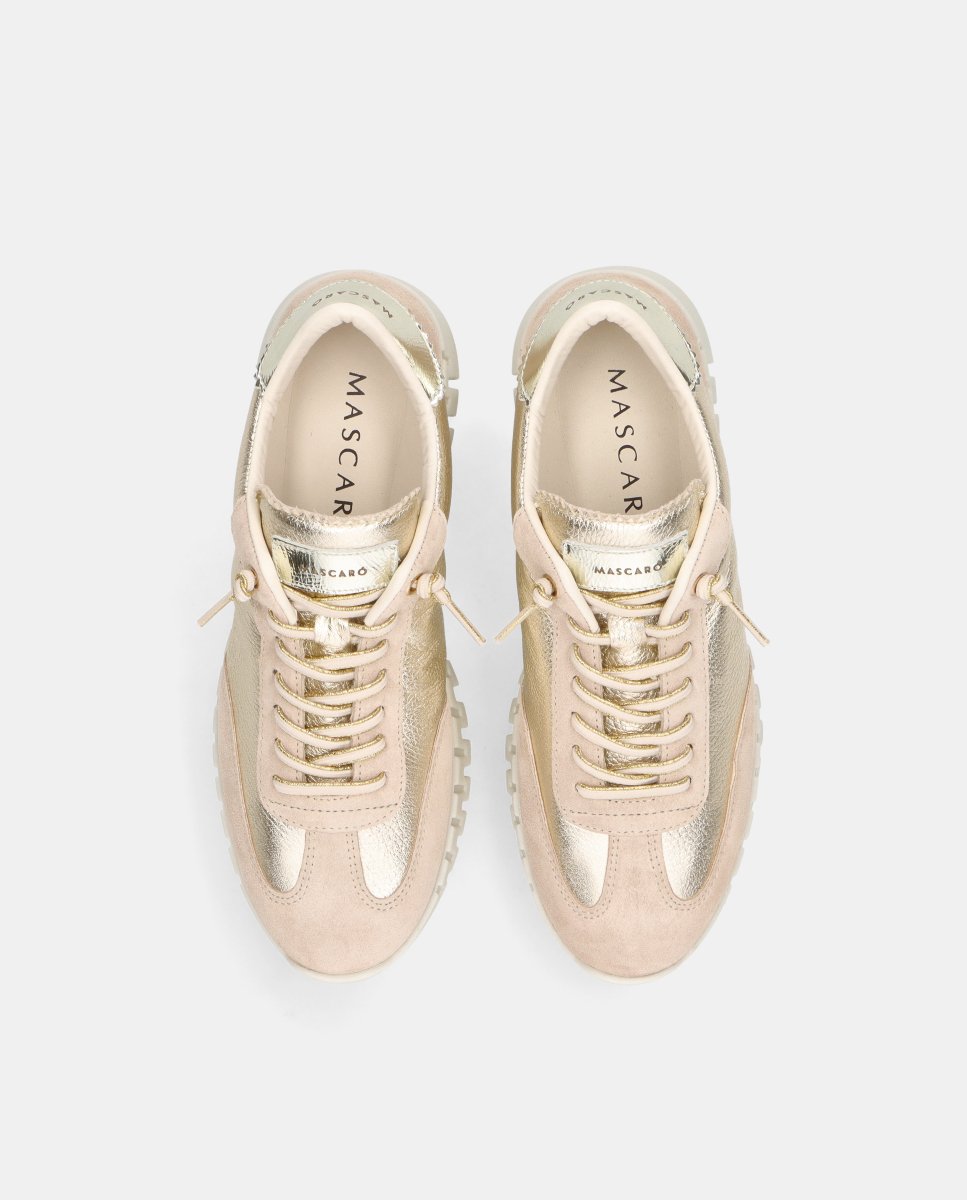 Zapatillas deportivas amaya de mujer en ante y piel metalizada - Mascaró - Beige Beige-2