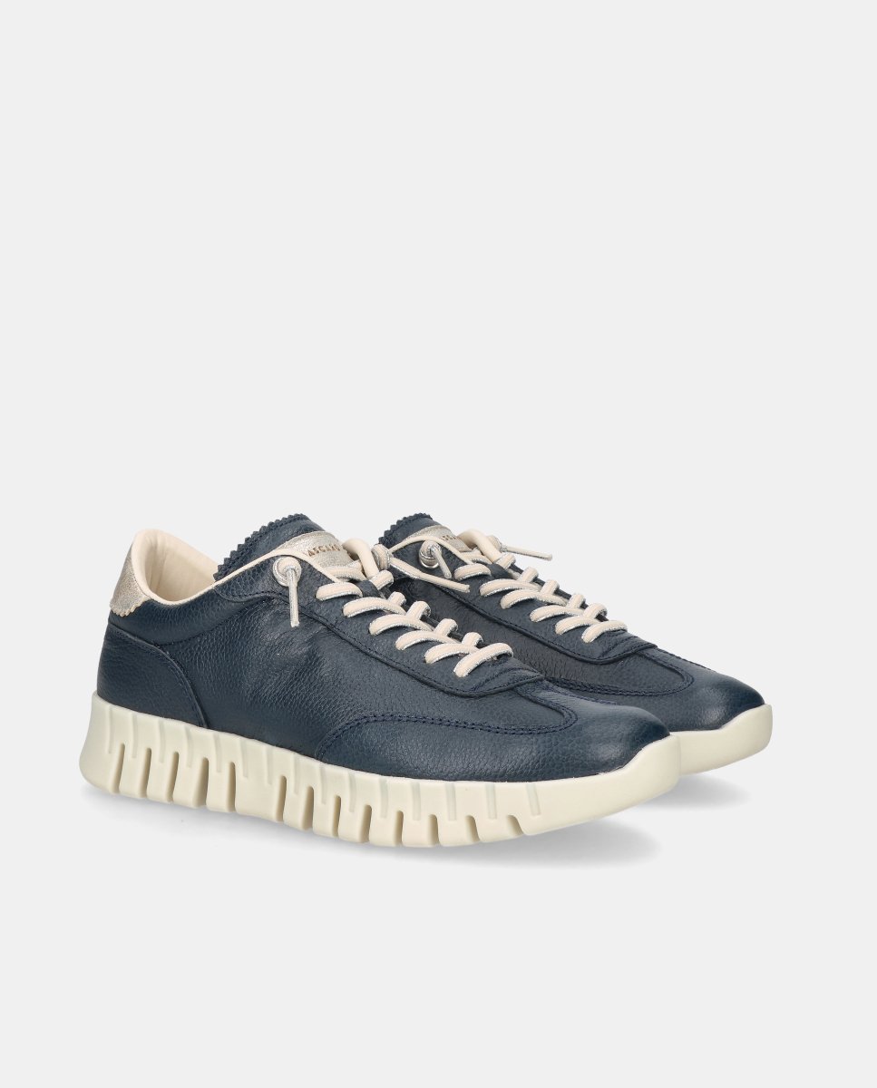 Zapatillas deportivas amaya de mujer en ante y piel metalizada - Mascaró - Azul Azul-3