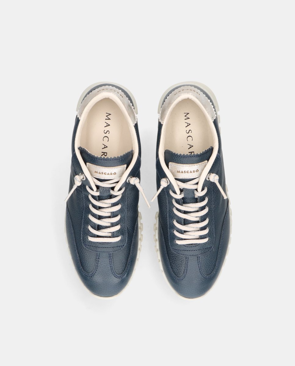 Zapatillas deportivas amaya de mujer en ante y piel metalizada - Mascaró - Azul Azul-2