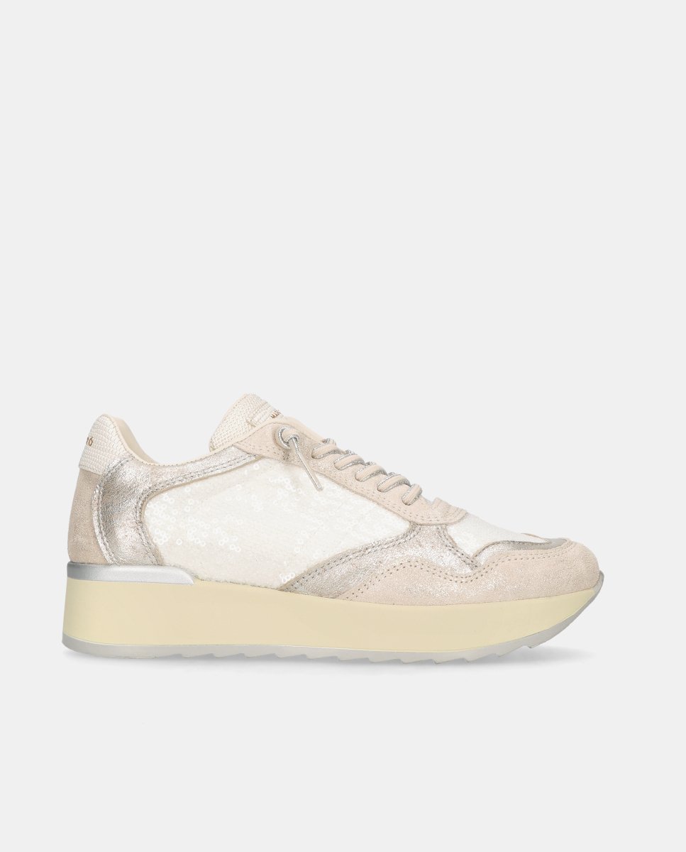 Zapatillas deportivas amaya de mujer en piel y tela - Mascaró - Beige Beige-1