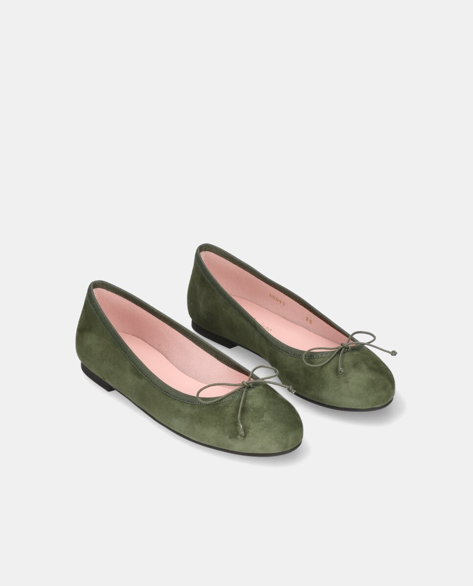 Bailarinas planas Nicole de mujer en ante suave - Pretty Ballerinas - Verde Verde-3