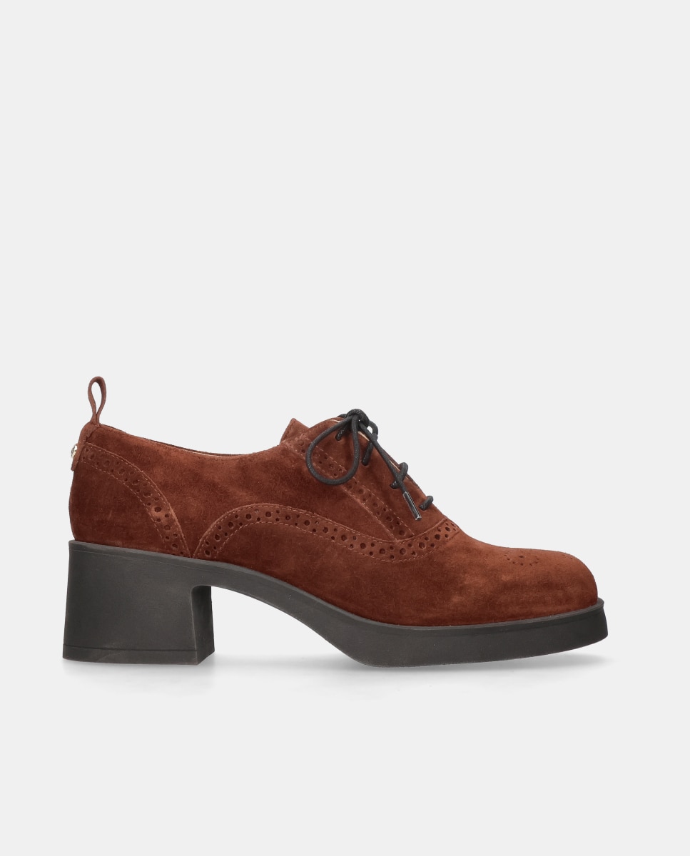 Zapatos acordonados lilou de mujer en ante - Mascaró - Marrón Marrón-1