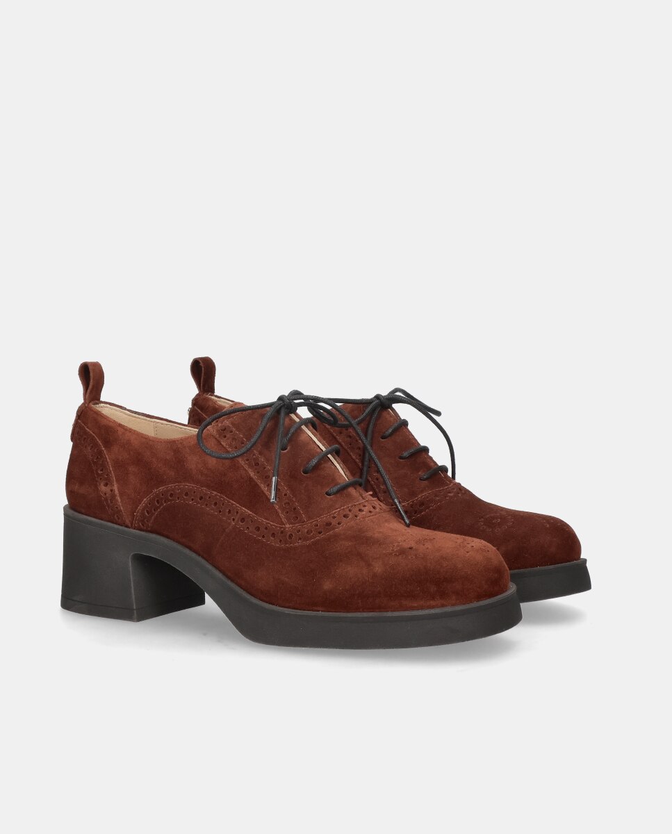 Zapatos acordonados lilou de mujer en ante - Mascaró - Marrón Marrón-3