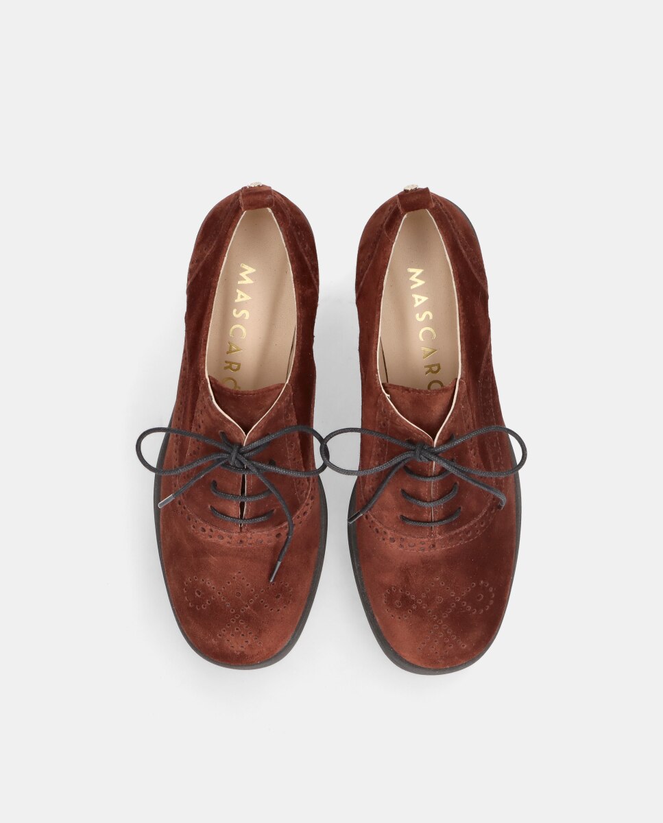 Zapatos acordonados lilou de mujer en ante - Mascaró - Marrón Marrón-2