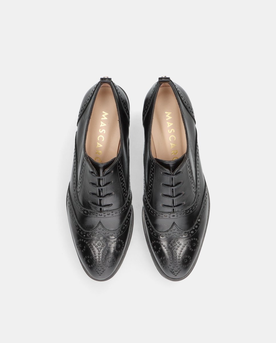 Zapatos acordonados gray de mujer en piel - Mascaró - Negro Negro-2