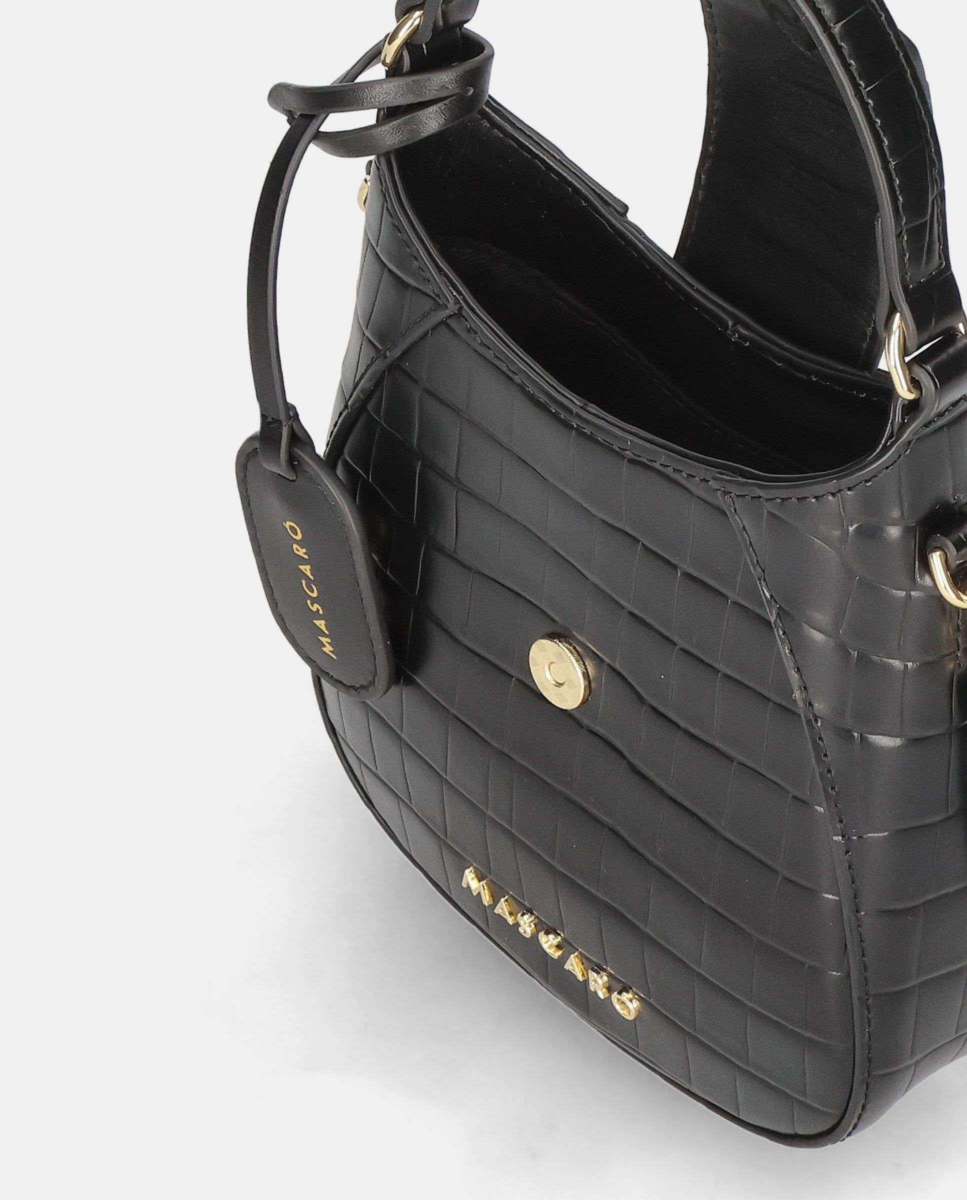 Bolso mini de mujer en piel con asa ajustable - Mascaró - Negro Negro-2