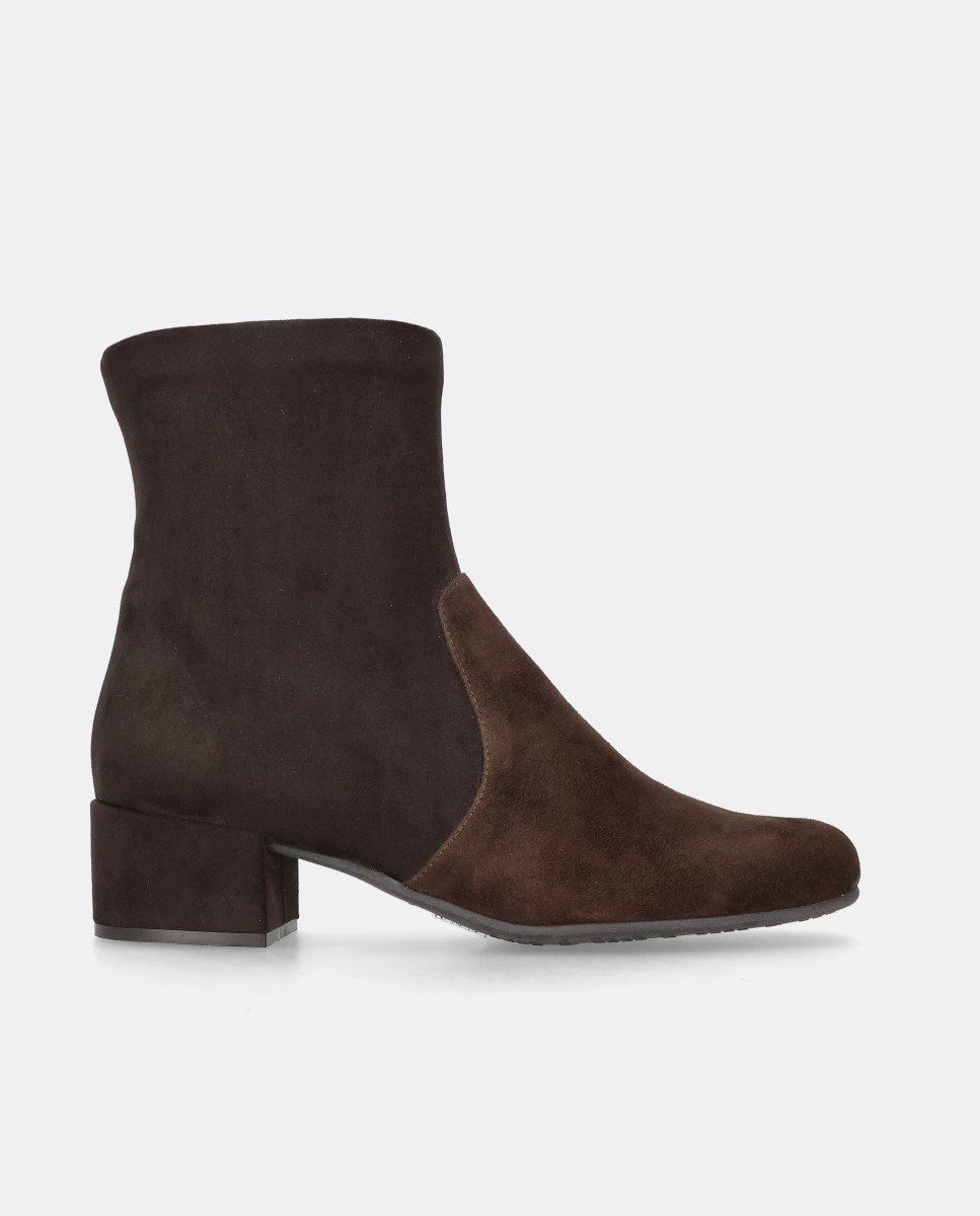 Botines milan de mujer en ante y tela efecto ante - Mascaró - Marrón Marrón-1