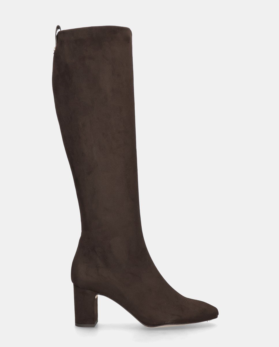 Botas jolie de mujer en tela efecto ante - Mascaró - Marrón Marrón-1