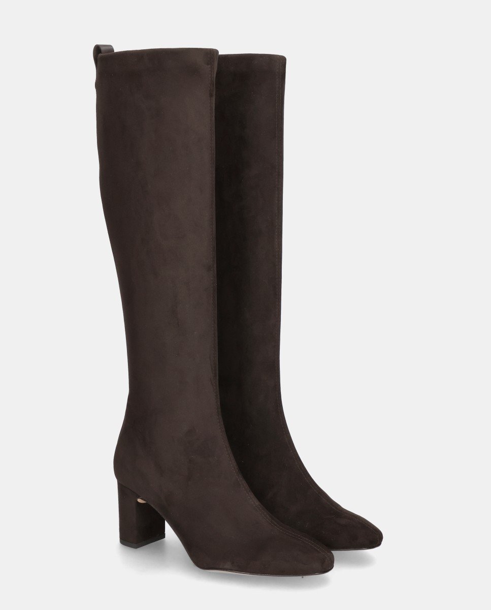 Botas jolie de mujer en tela efecto ante - Mascaró - Marrón Marrón-3