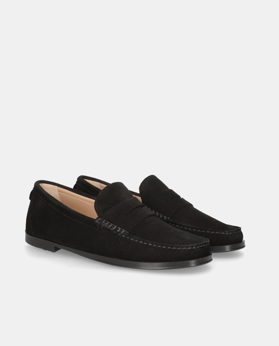 Mocasines josephine de mujer en ante y poni estampado animal - Mascaró - Negro Negro-3