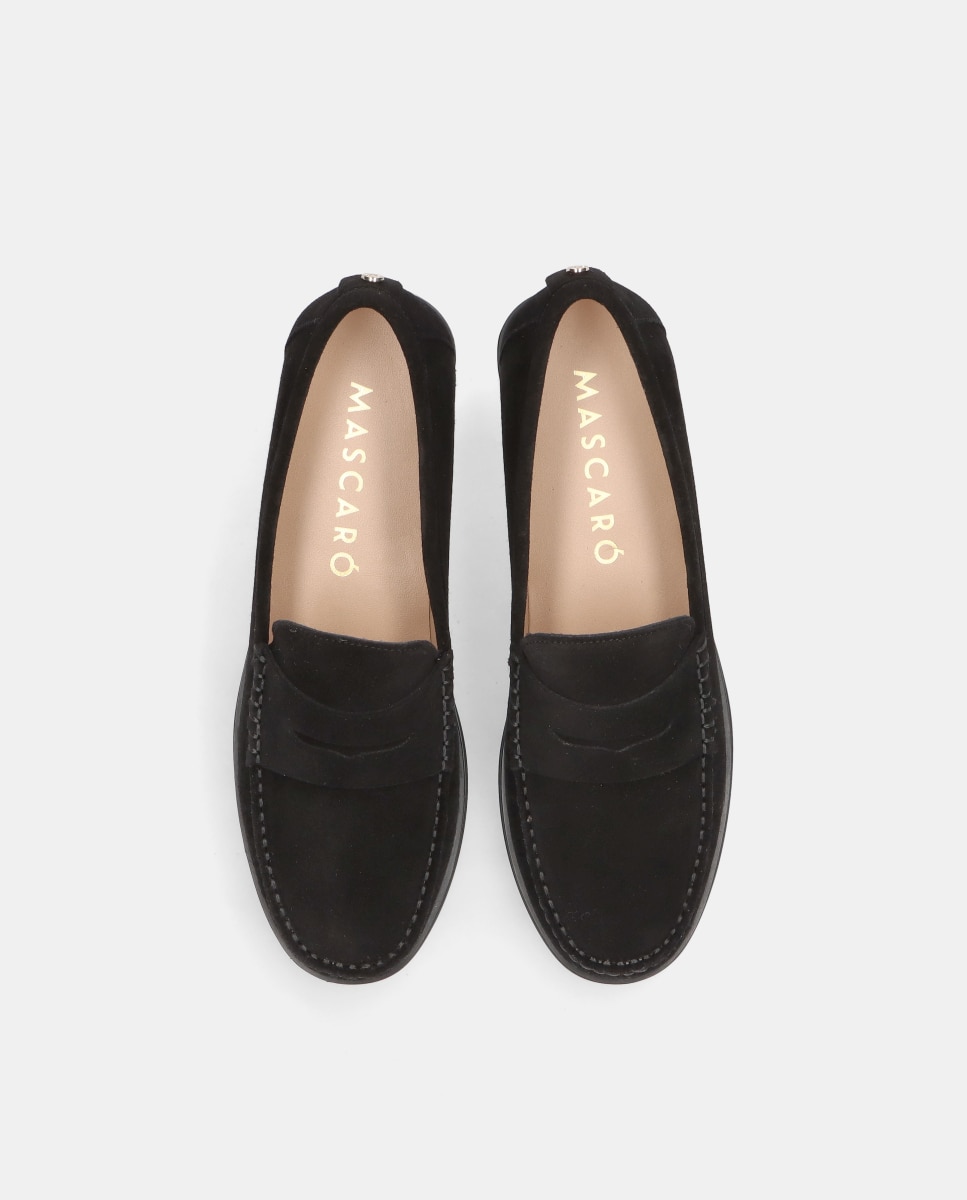 Mocasines josephine de mujer en ante y poni estampado animal - Mascaró - Negro Negro-2