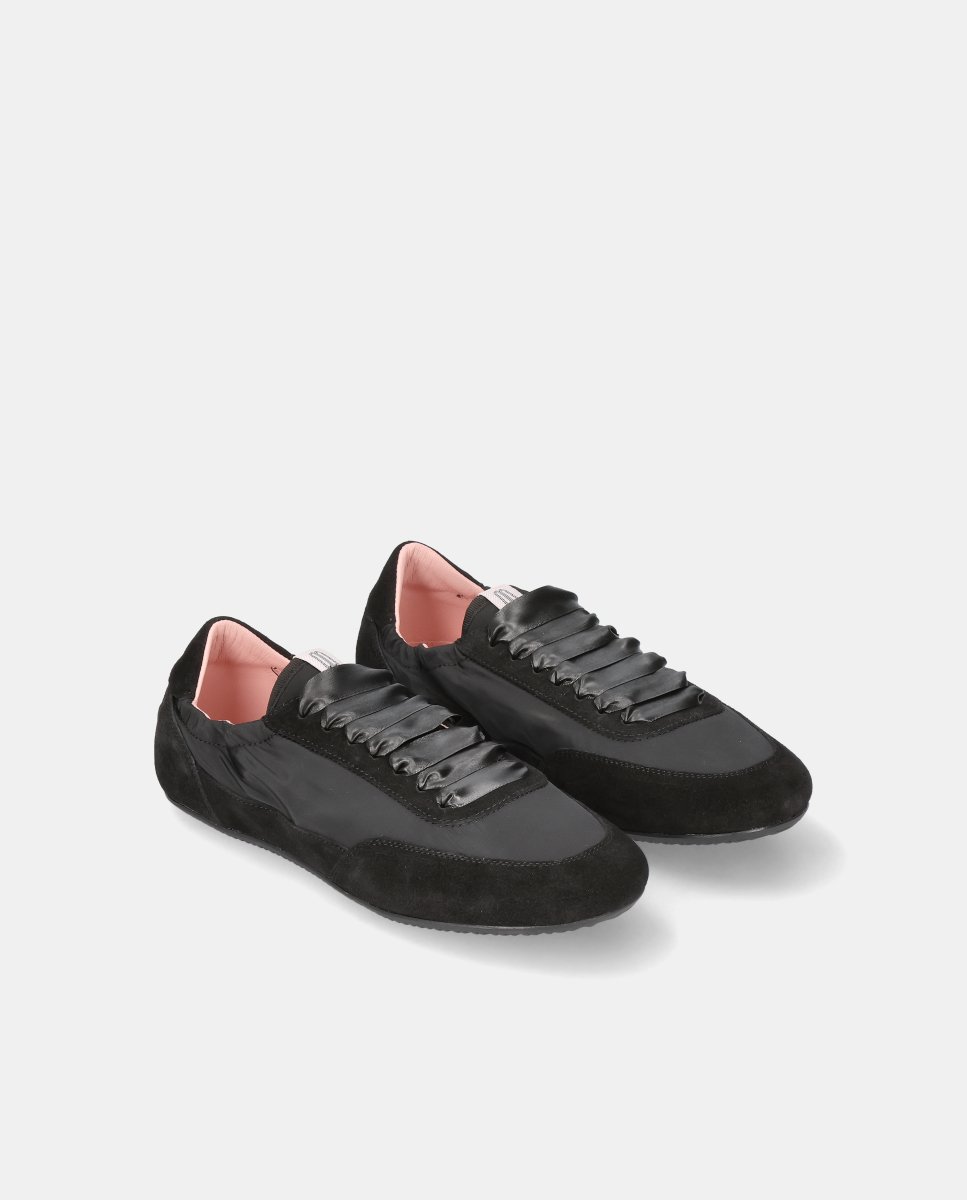 Zapatillas retro blue de mujer en ante y nylon - Pretty Ballerinas - Negro Negro-2