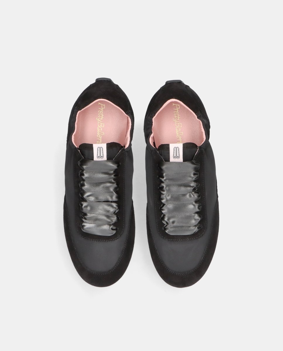 Zapatillas retro blue de mujer en ante y nylon - Pretty Ballerinas - Negro Negro-3