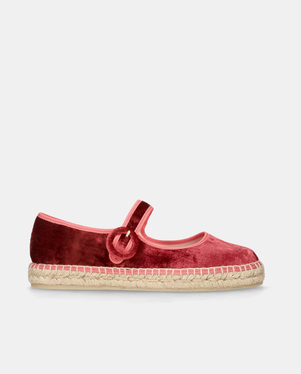 Alpargata athena de mujer en terciopelo - Pretty Ballerinas - Rojo Rojo-1