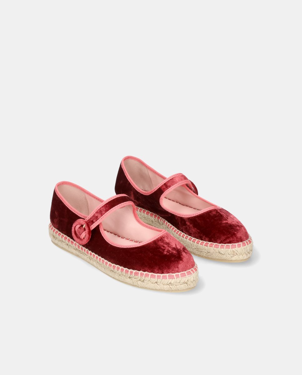 Alpargata athena de mujer en terciopelo - Pretty Ballerinas - Rojo Rojo-3