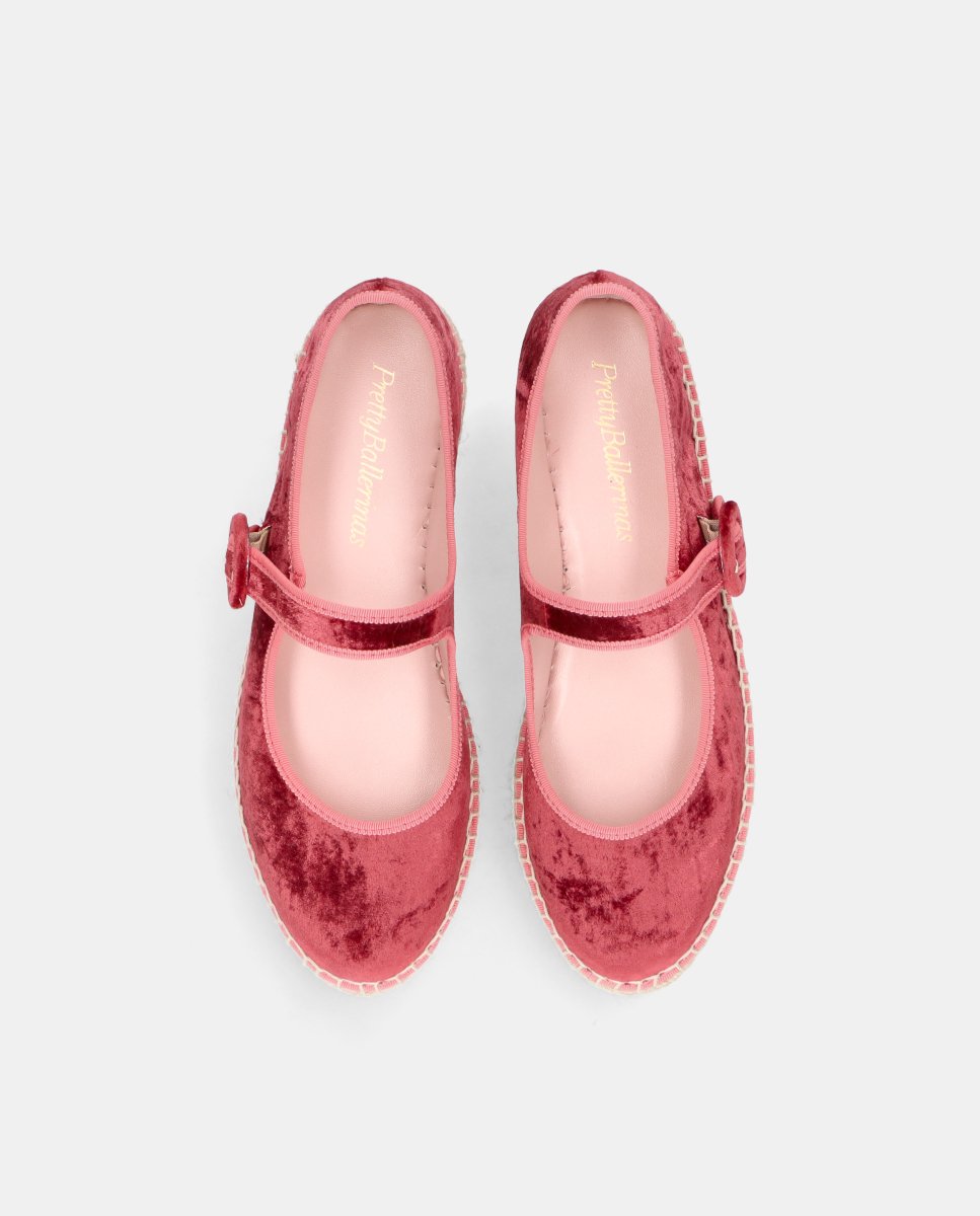 Alpargata athena de mujer en terciopelo - Pretty Ballerinas - Rojo Rojo-2