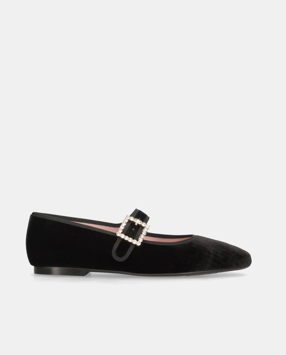 Bailarinas camille de mujer en terciopelo - Pretty Ballerinas - Negro Negro-1