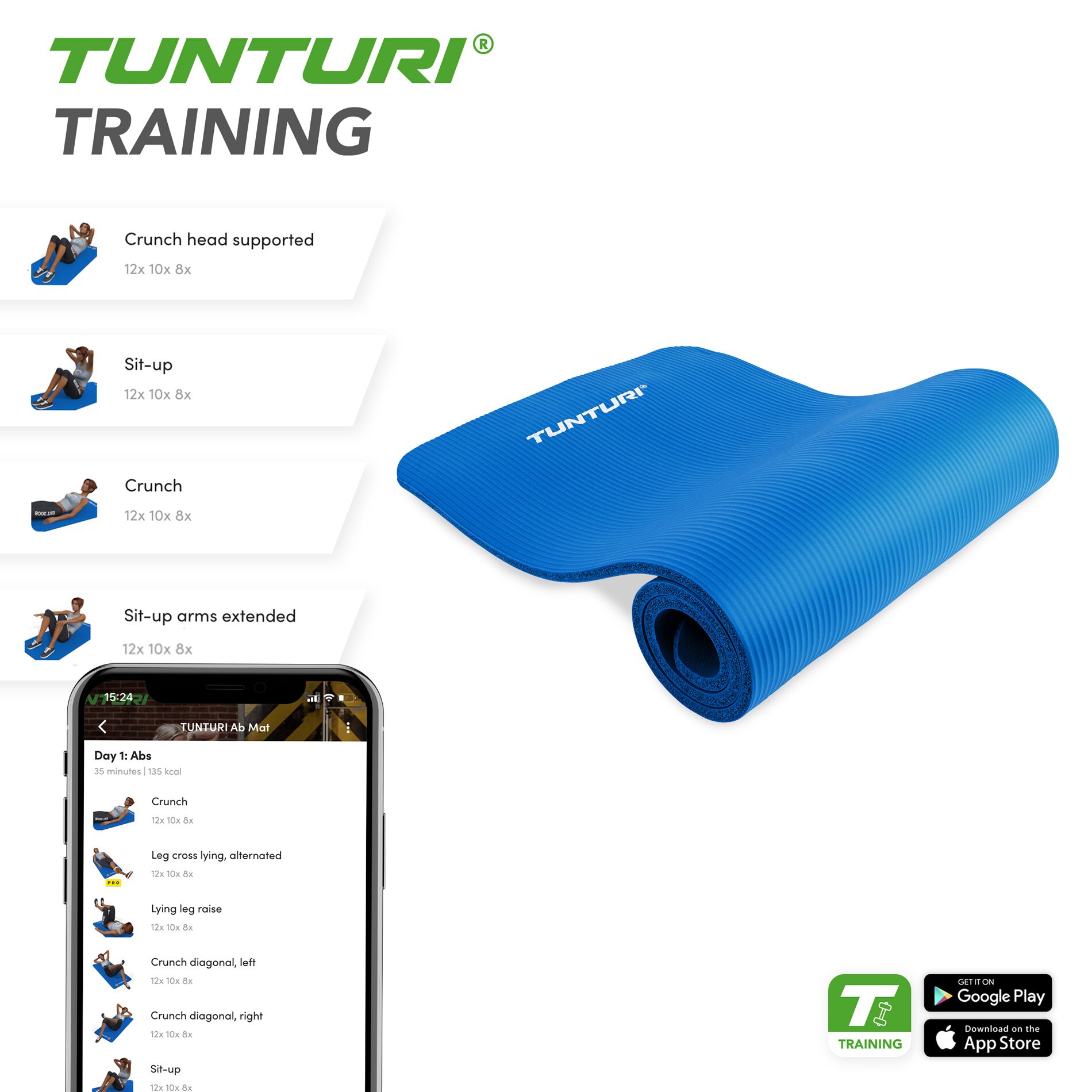 Esterilla para fitness NBR Tunturi - Azul Azul-3