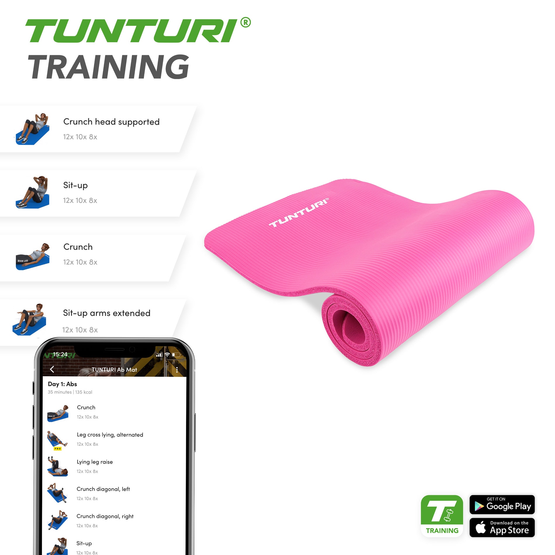 Esterilla para fitness NBR Tunturi - Rosa Rosa-3