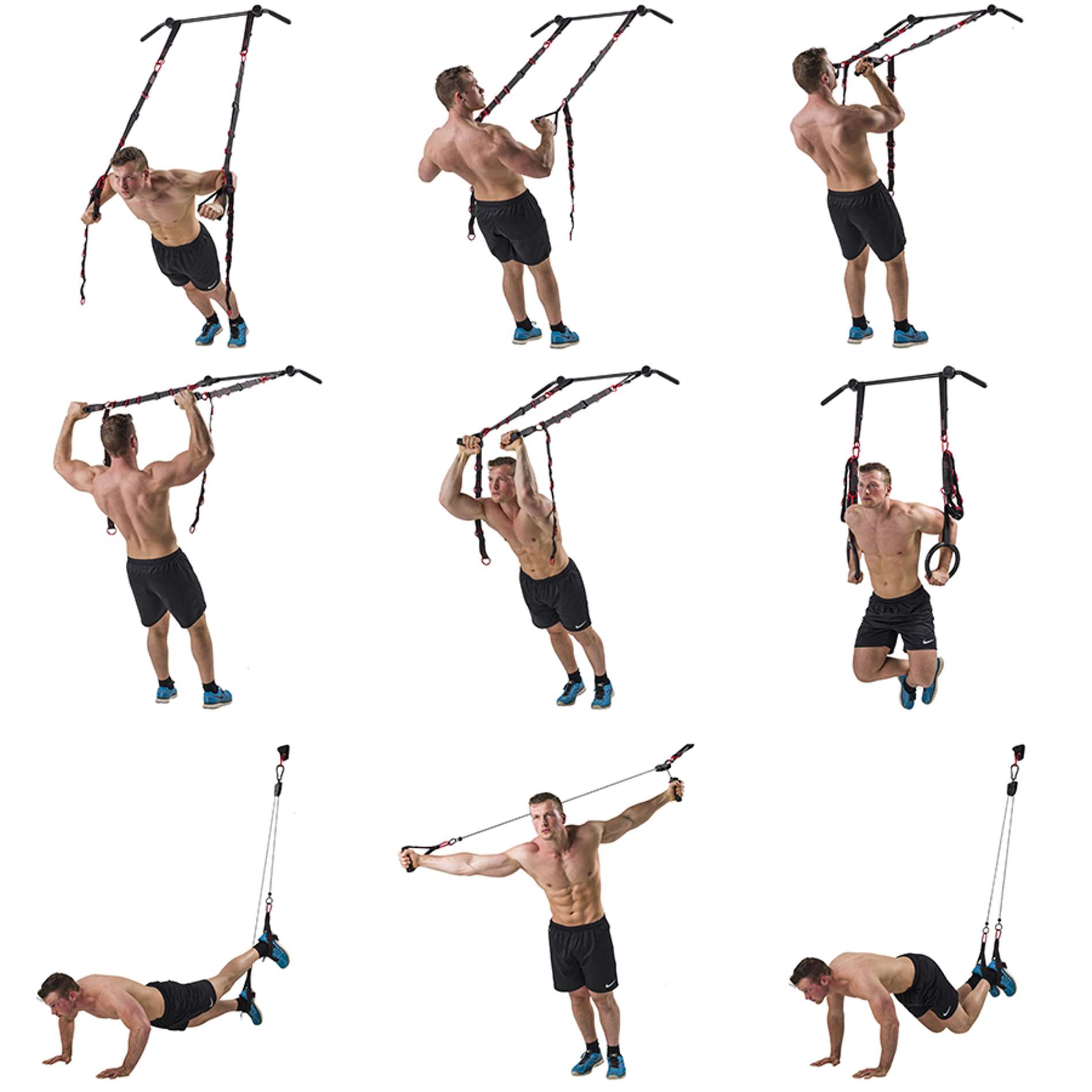 Set de entrenamiento en suspension Pro Tunturi - Rojo Rojo-2