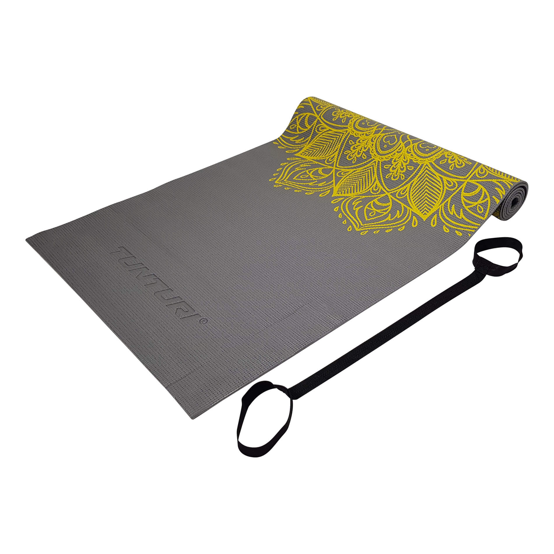 Imagen 0 de Esterilla de Yoga con elástico de transporte  decoración floral Tunturi Gris