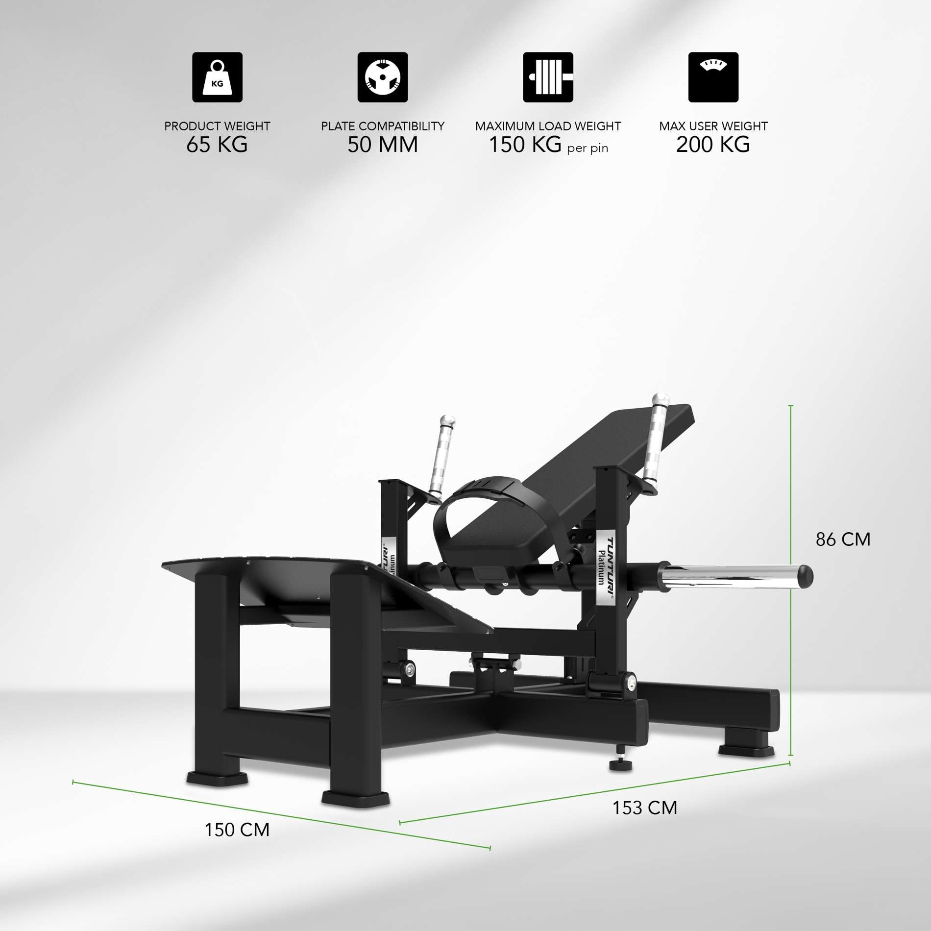 Imagen 2 de Multiestación Platinum Hip Thrust Plate loaded V-Series Tunturi - Negro Negro