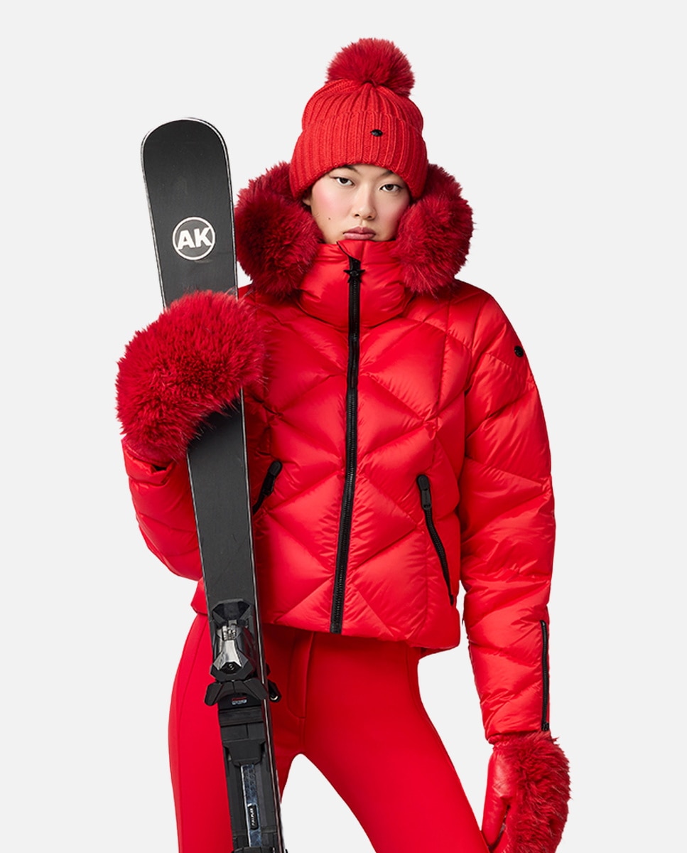 Goldbergh Chaqueta de esquí de mujer HARUMI FAUX BORDER Rojo