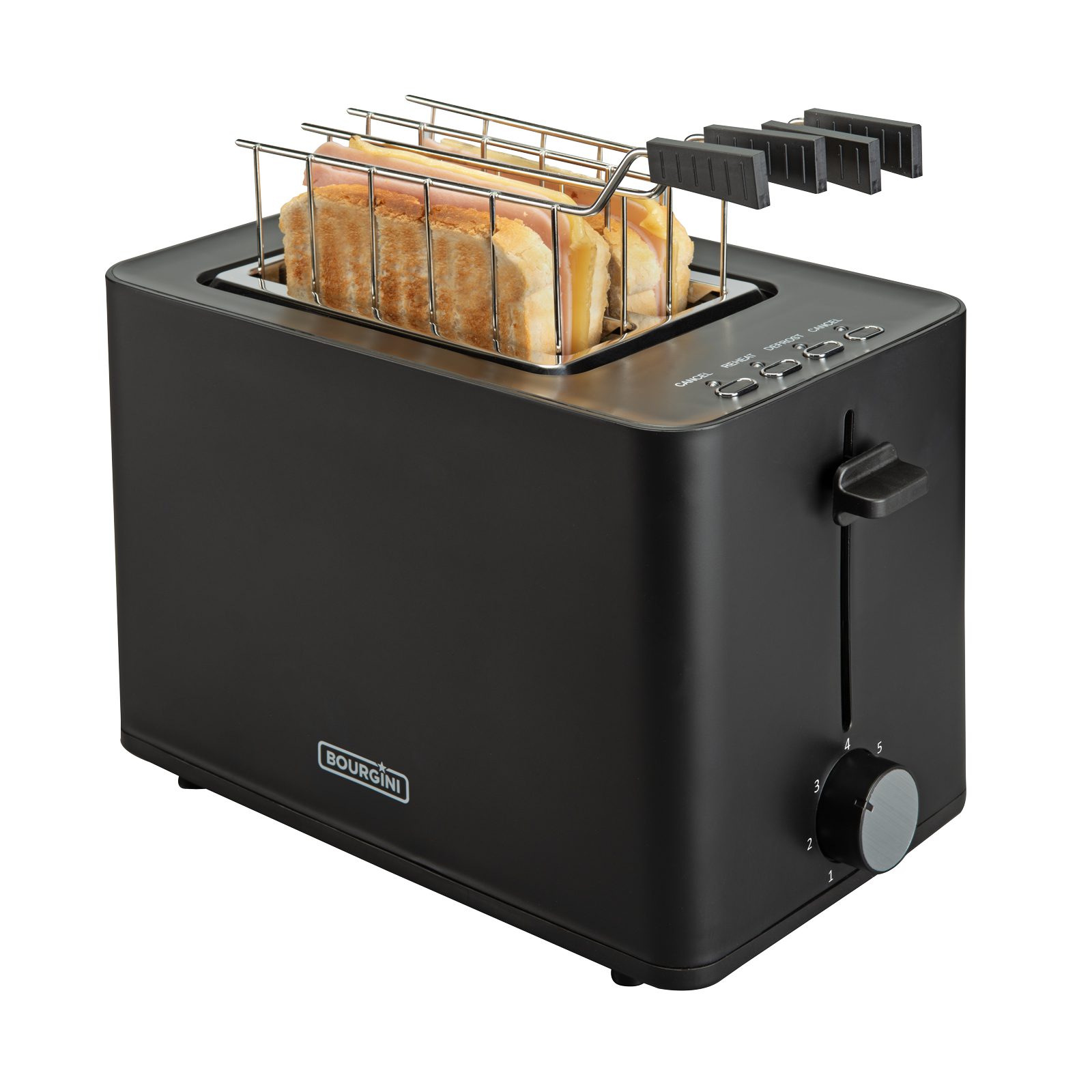 Tostador Bourgini con 2 ranuras y accesorio para sandwichera - Negro Negro-4