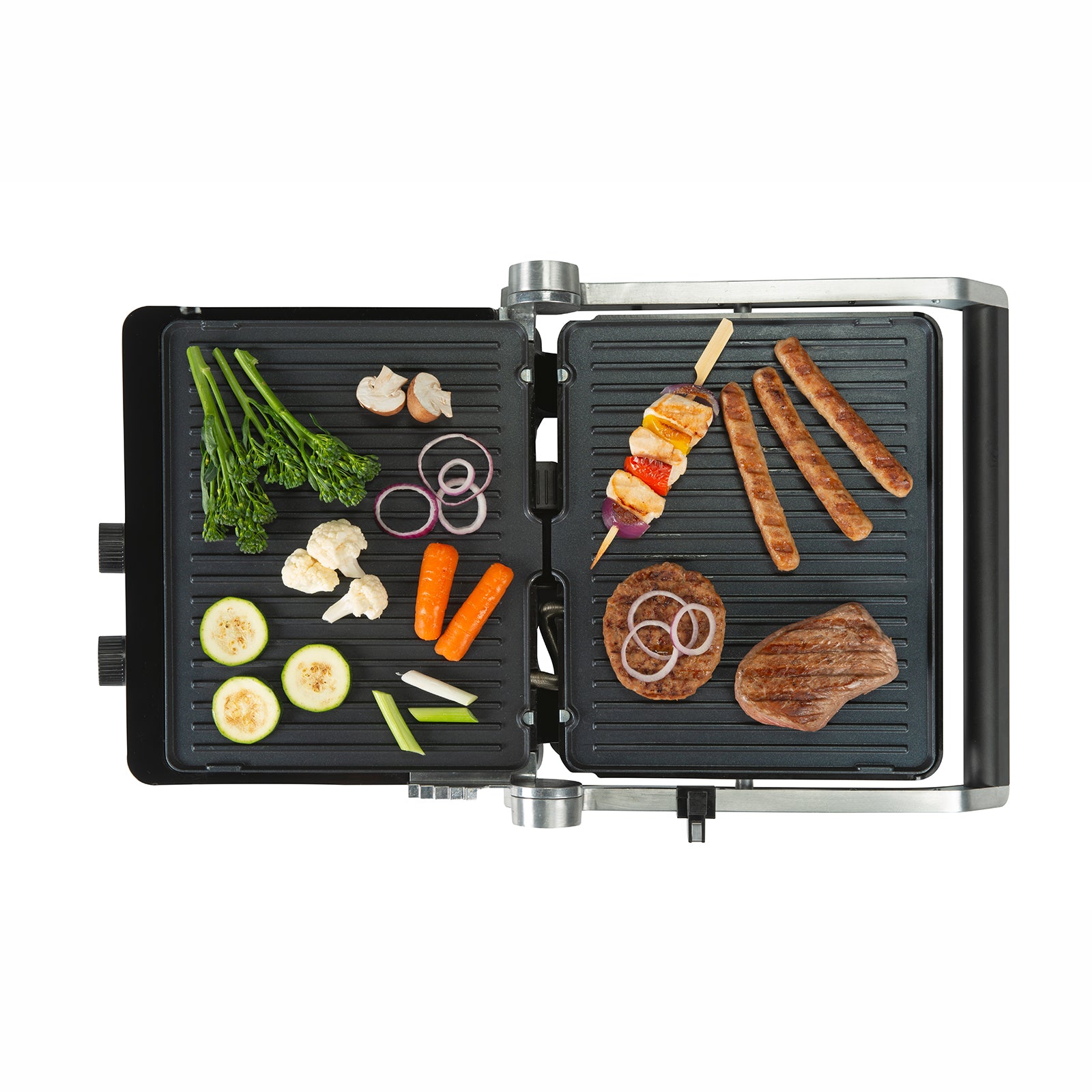 Grill de asar Bourgini con placas cerámicas desmontables libres de PFAS - Gris Gris-2