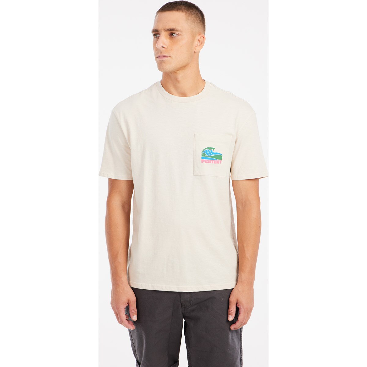 Camiseta de hombre Jake Protest - Blanco roto Blanco roto-3