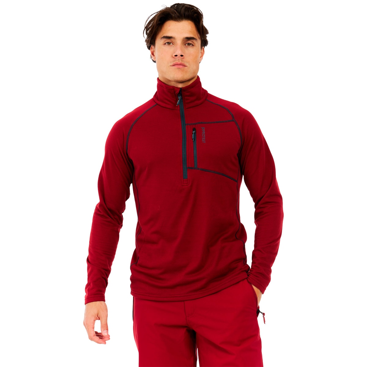 Imagen 1 de Forro polar de esquí de hombre Rekody 1/4 zip Protest - Rojo Rojo