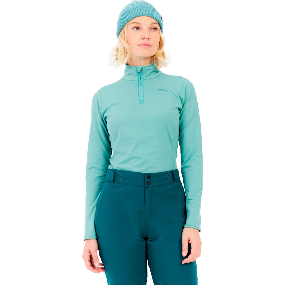 Protest Forro polar de mujer Refabriz 1/4 Zip Top Marrón