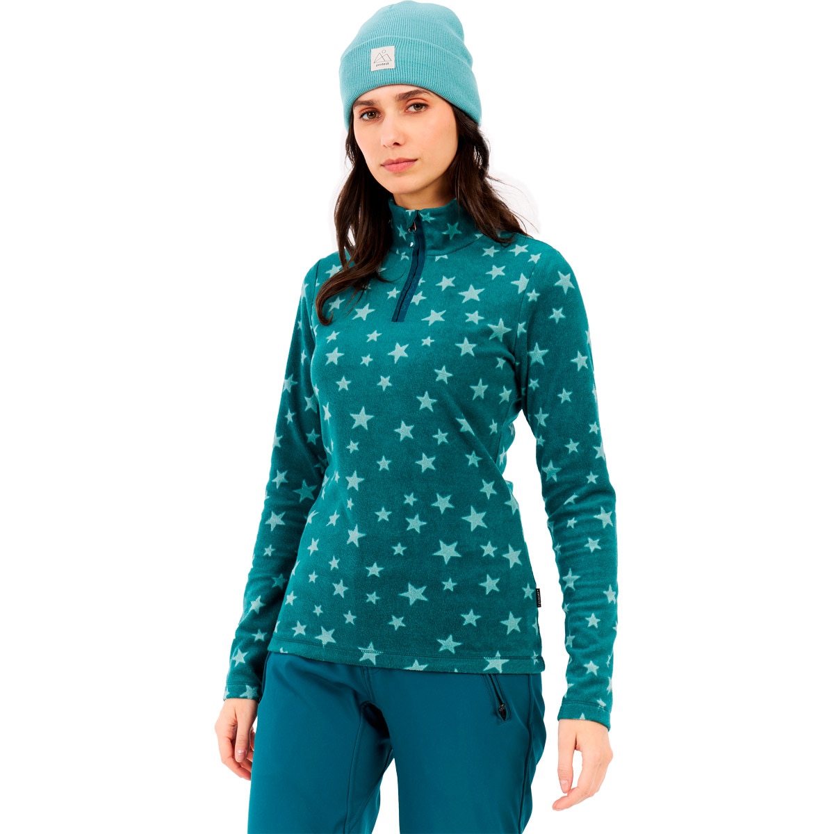 Protest Forro polar de esquí de mujer Refuzzy 1/4 zip active Azul / Verde