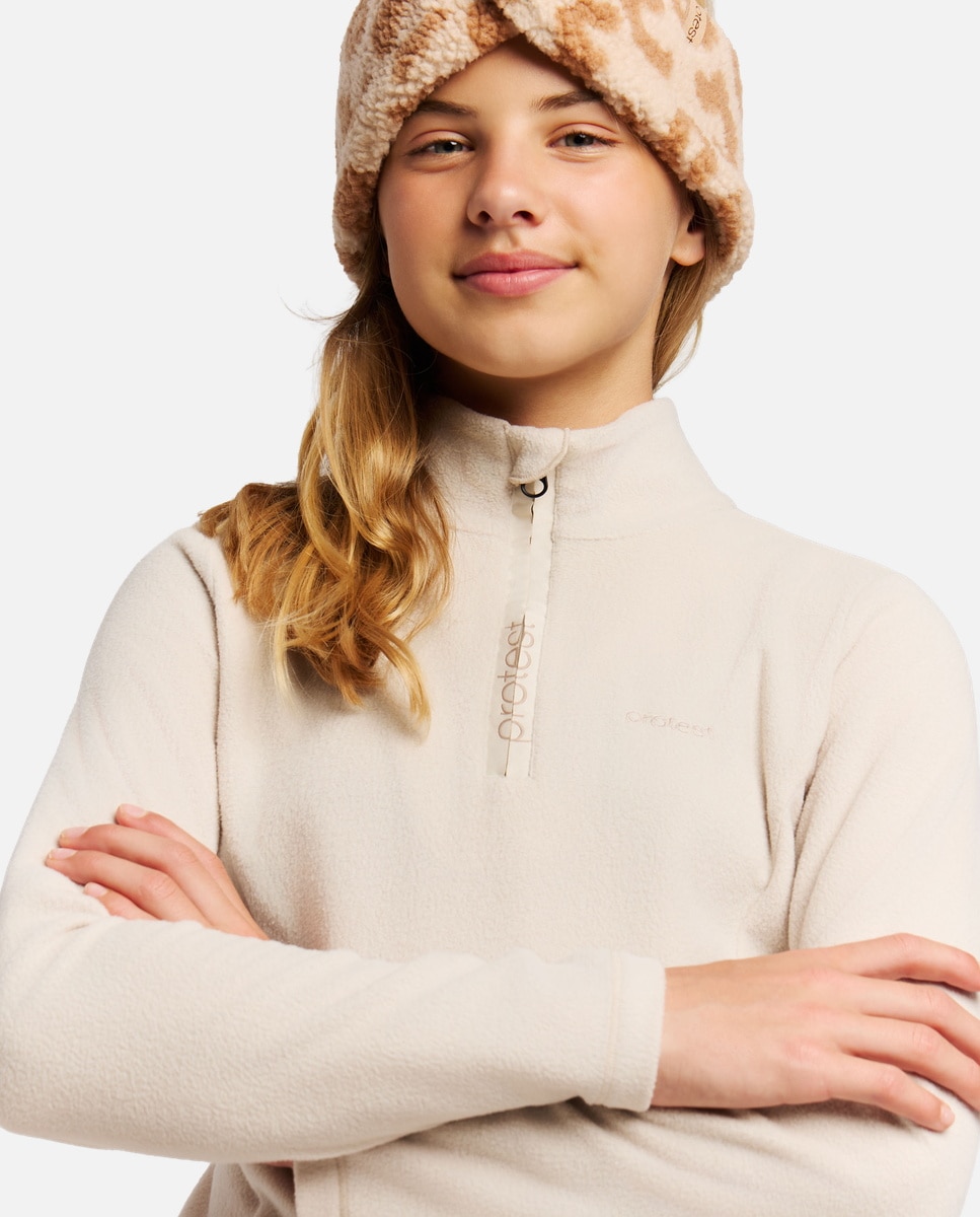 Forro polar de esquí de niño REMUTEY JR 1/4 zip Protest - Blanco Blanco-4