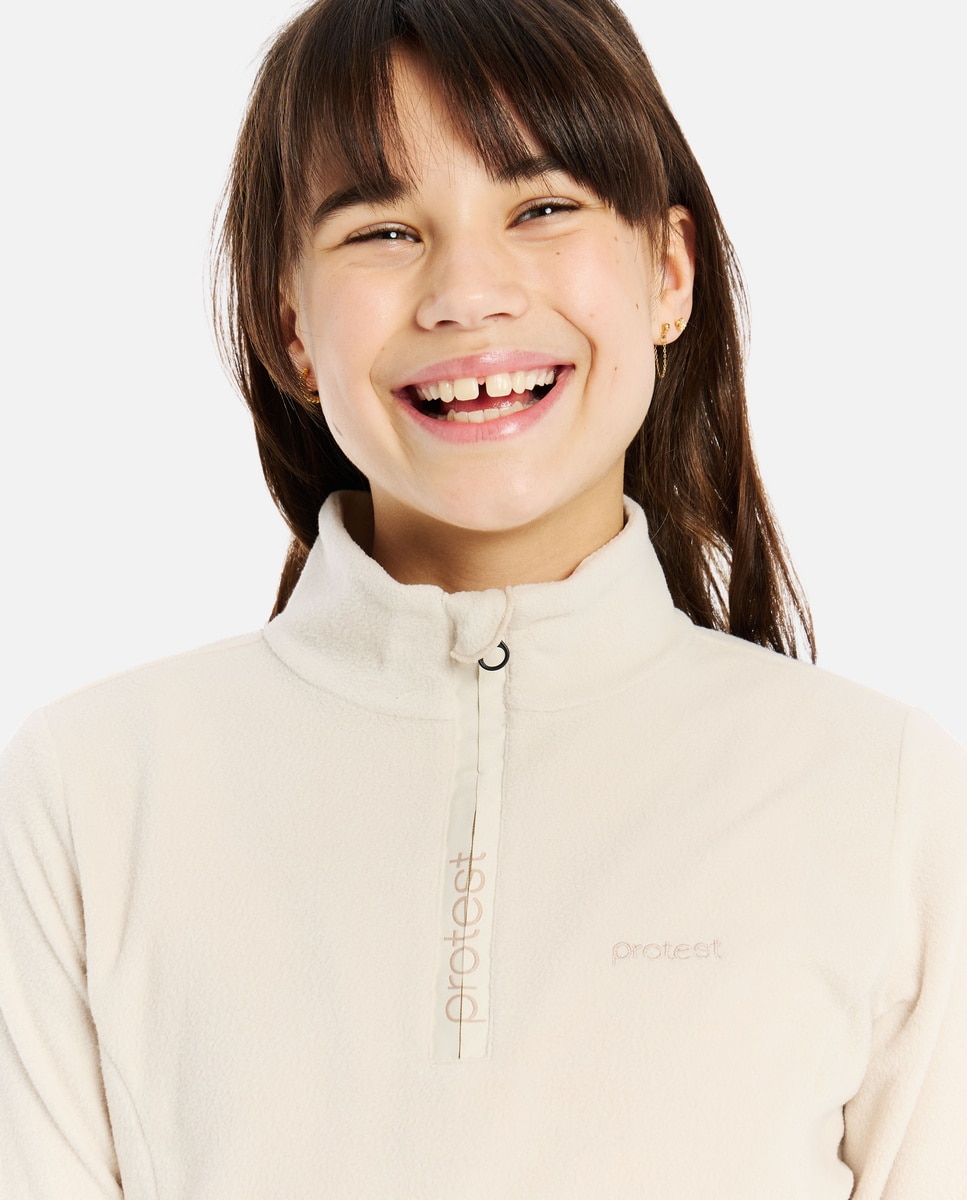 Forro polar de esquí de niño REMUTEY JR 1/4 zip Protest - Blanco Blanco-5
