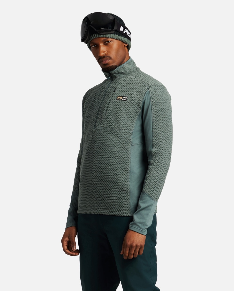 Forro polar de esquí de hombre Calgary 1/4 zip Protest - Verde Verde-1