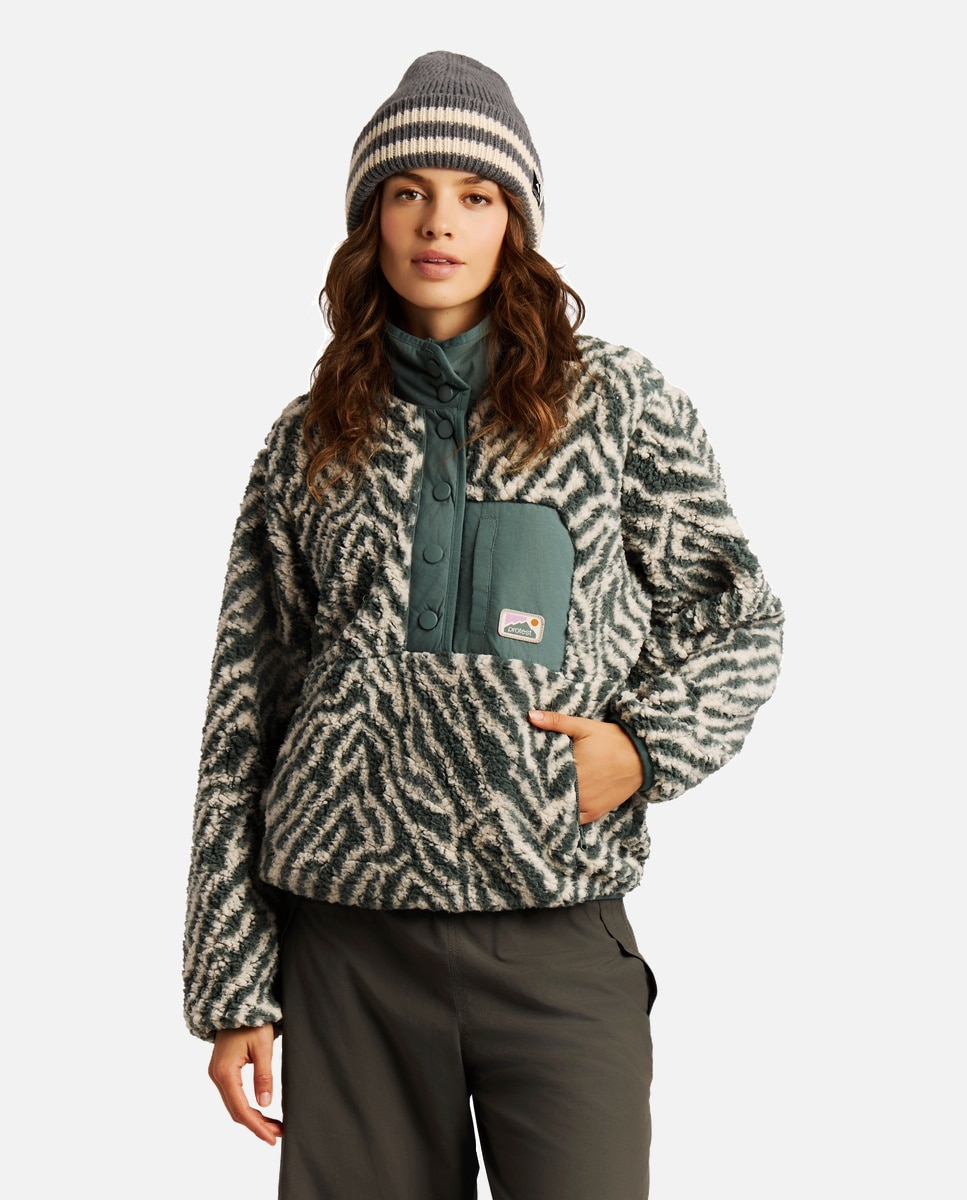 Protest Sudadera de mujer Josey 1/4 button Negro / Natural