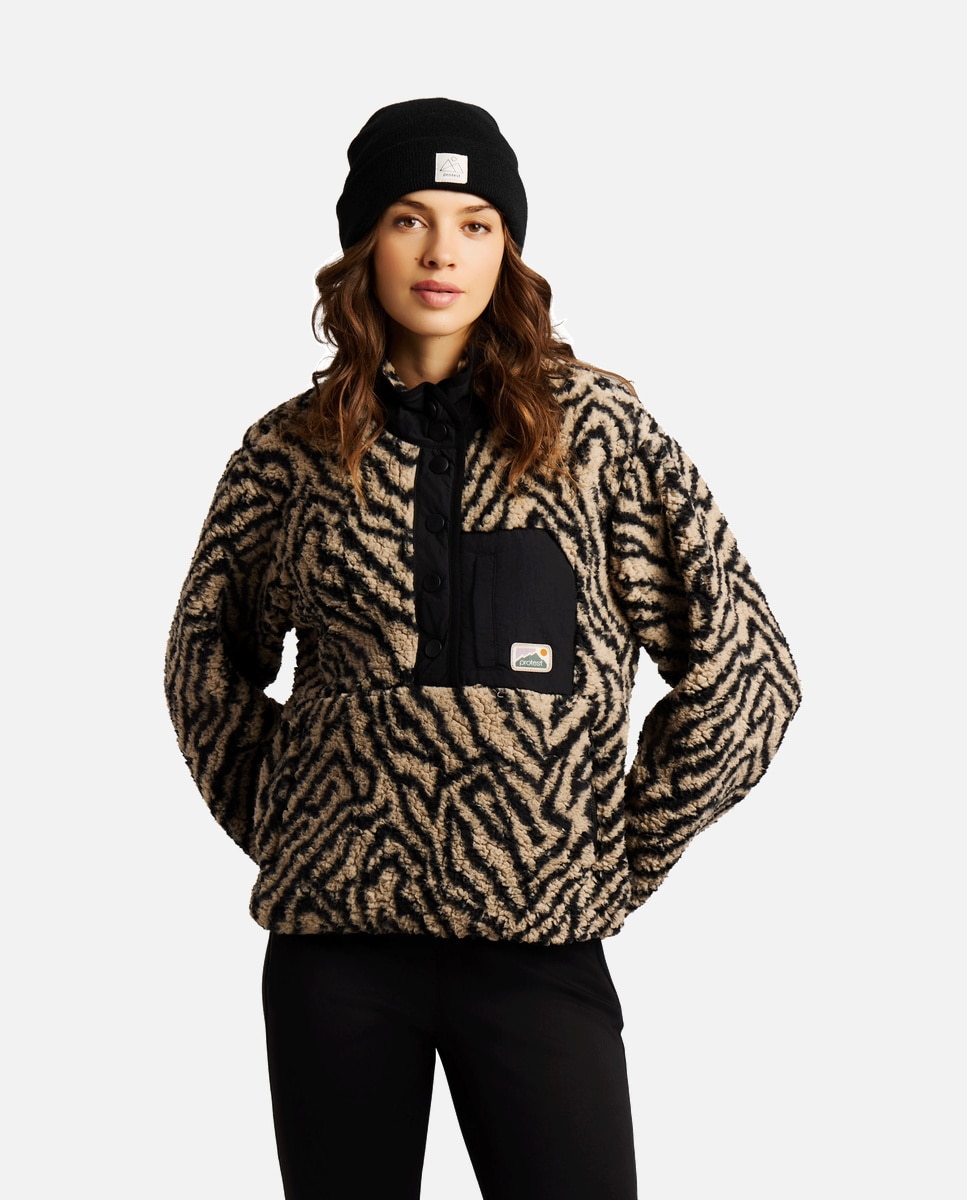 Sudadera de mujer Josey 1/4 button Protest - Negro / Natural Negro / Natural-1