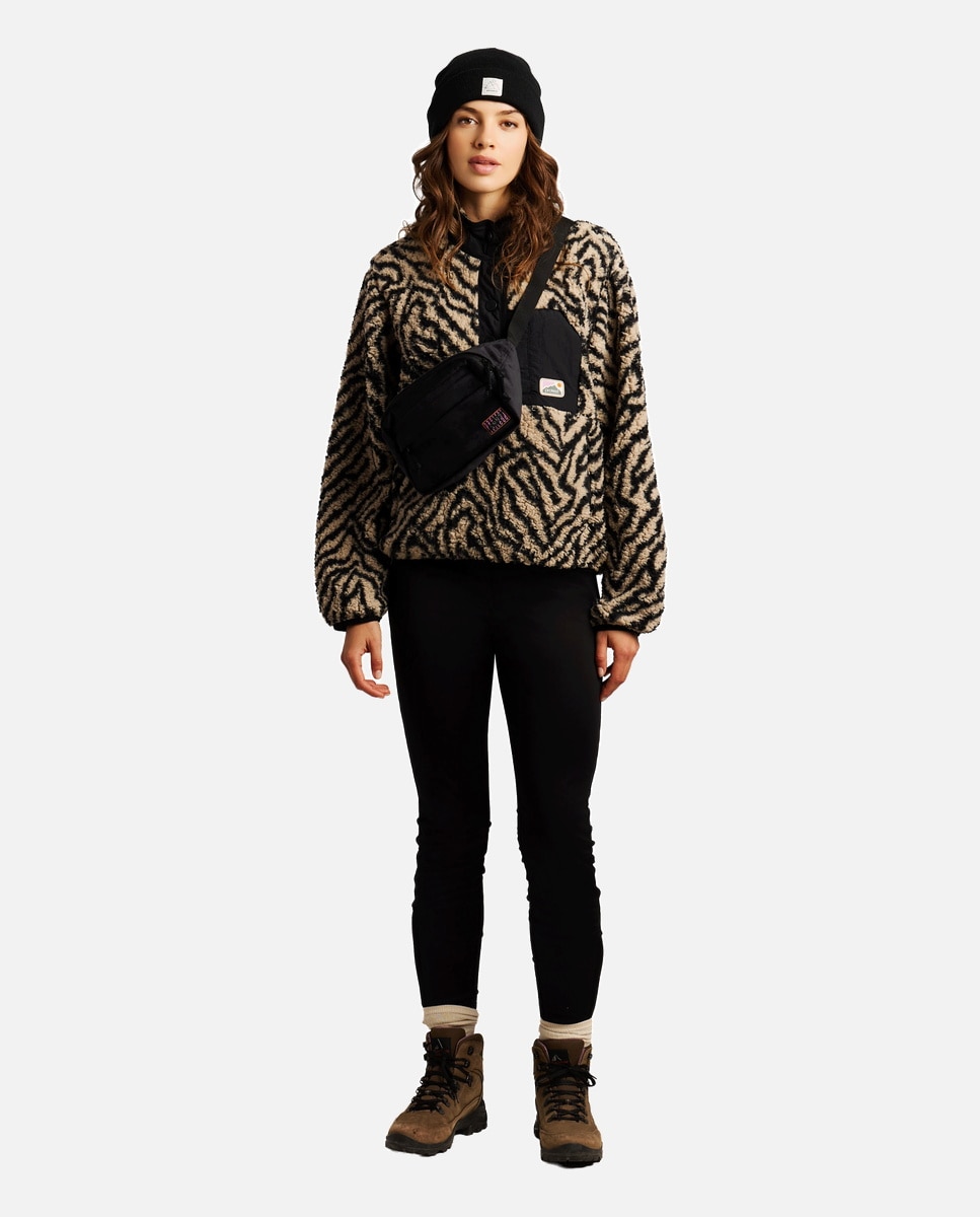 Sudadera de mujer Josey 1/4 button Protest - Negro / Natural Negro / Natural-3