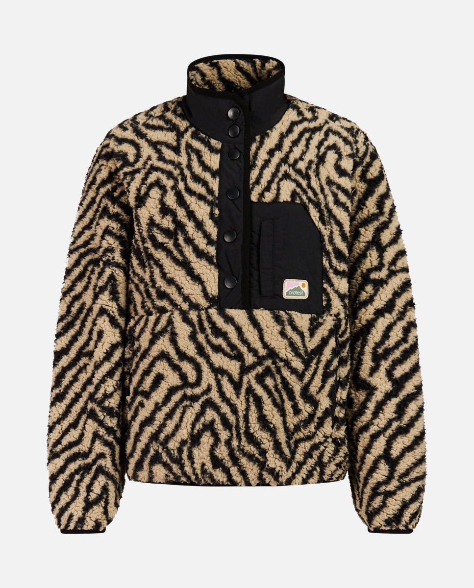Sudadera de mujer Josey 1/4 button Protest - Negro / Natural Negro / Natural-6