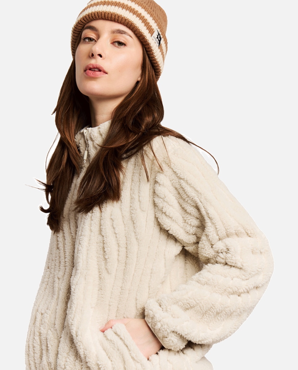 Sudadera de mujer Bleach full zip Protest - Blanco Blanco-5