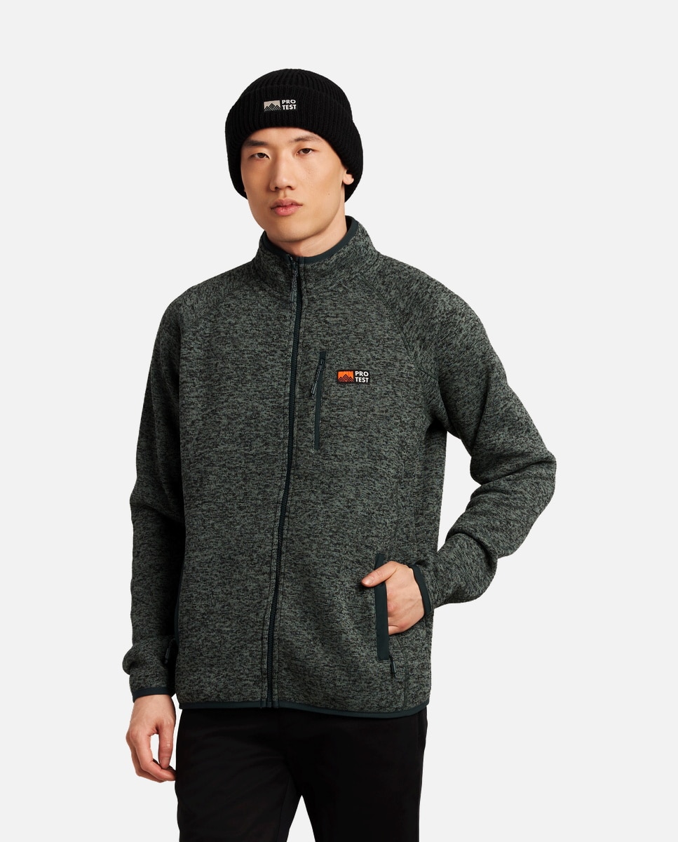 Protest Camiseta térmica de hombre Mano outdoor full zip Verde