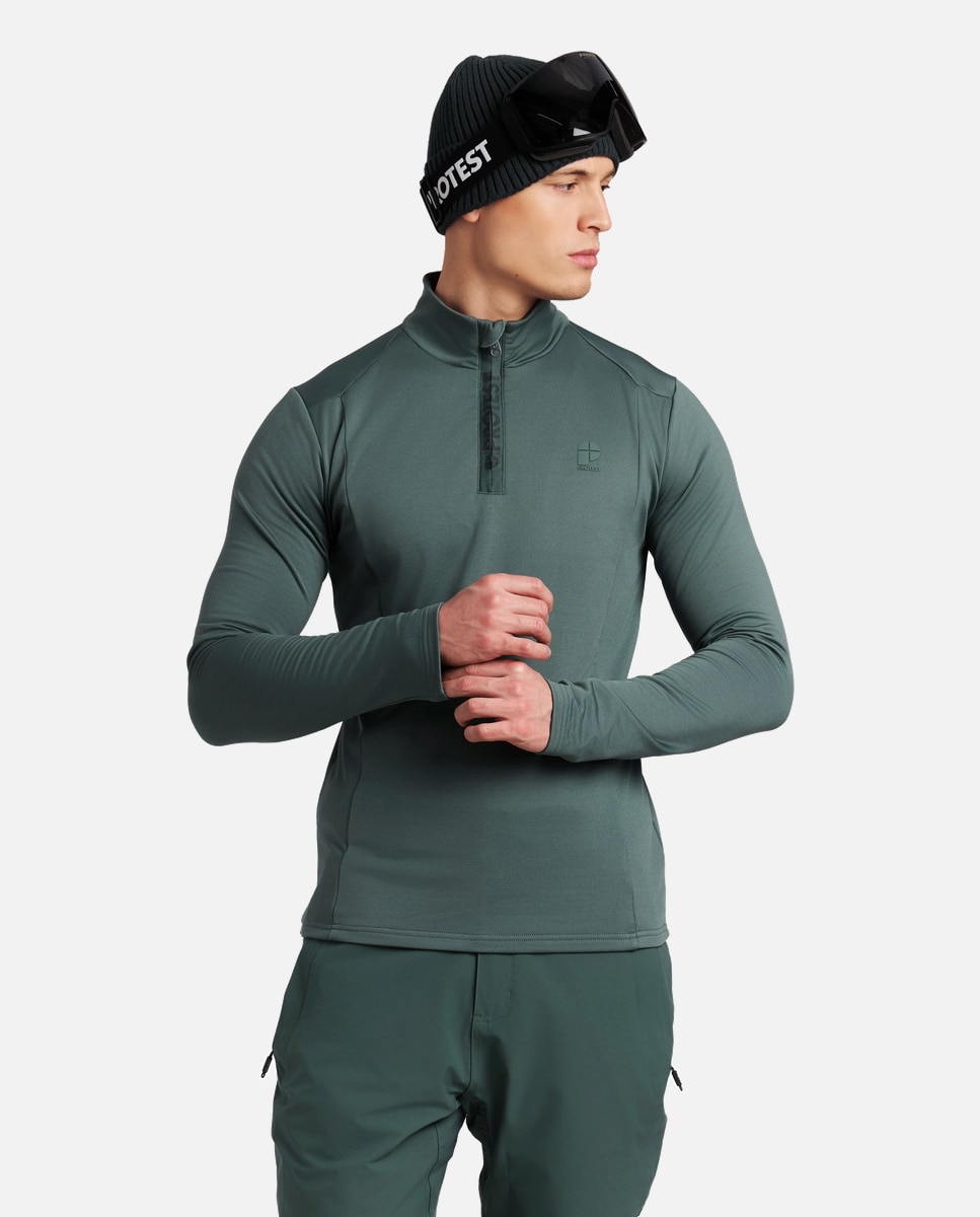Protest Forro polar de hombre Rewill 1/4 Zip Top Verde